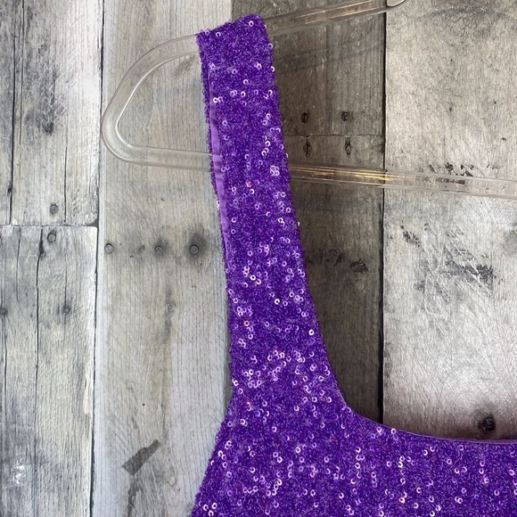 NWT Show Me Your MuMu Tara Crop Top in Violet Sequins Size XXL. - Picture 4 of 14